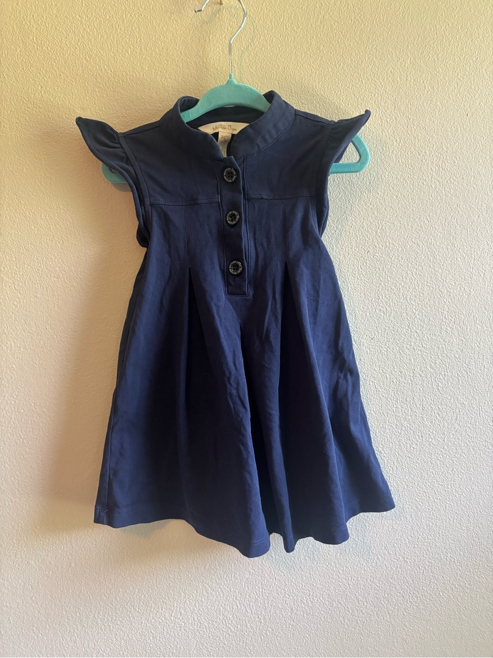 Matilda Jane Navy Flutter Cap Sleeve Button Placket Dress